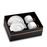 Set of Two Haas Mojave Tea Cup + Saucer in Gold Features Bold Artistry - Reminiscent of the Mojave Desert