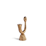 Bronze Haas Horn Candlestick by L'OBJET - Embellished with Hand-Carved Horns with Textured Fur - Detailed Sculpture