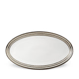 Large Perlée Oval Platter in Platinum - Timeless and Sophisticated Dinnerware Crafted from Limoges Porcelain and Infused with Detailed Craftsmanship