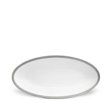 Small Soie Tressée Oval Platter in Platinum - Classic Yet Modern Design Made of Limoges Porcelain Creates a Contemporary Look on an Ancient Shape
