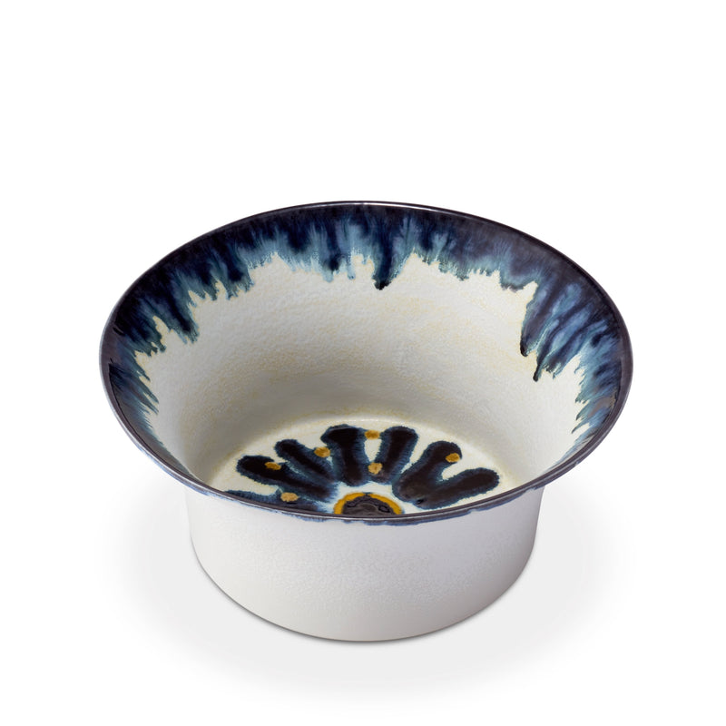 Medium Bohême Bowl in Blue and White - Hand-Painted Porcelain with Reactive Glaze - Versatile and Functional with Vibrant Style