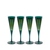 Prism Champagne Flutes - Green (Set of 4)