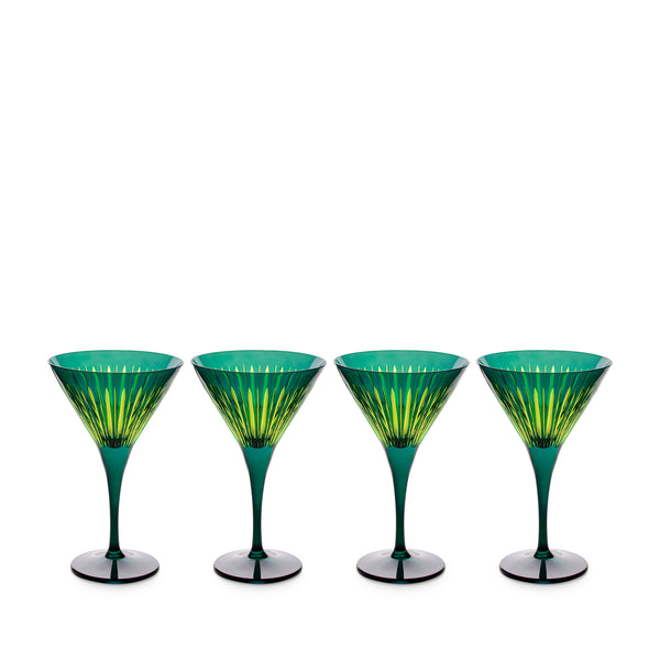 Prism Martini Glasses - Green (Set of 4)