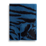 Tiger Jacquard Throw in Blue - Woven from Baby Alpaca Wool for warmth & style