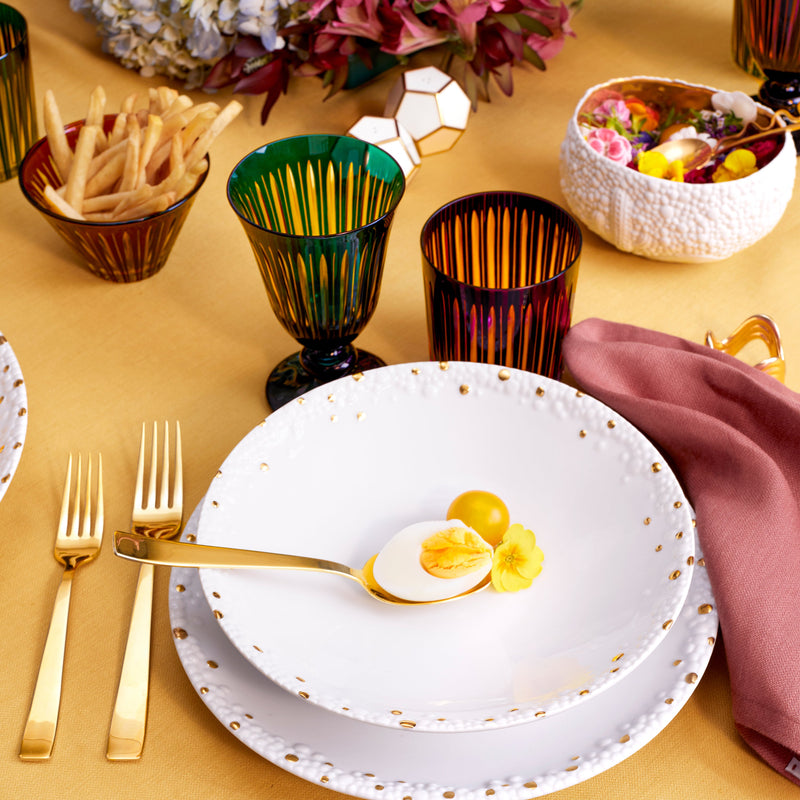 Haas Mojave Dinnerware Set of 3 - White + Gold