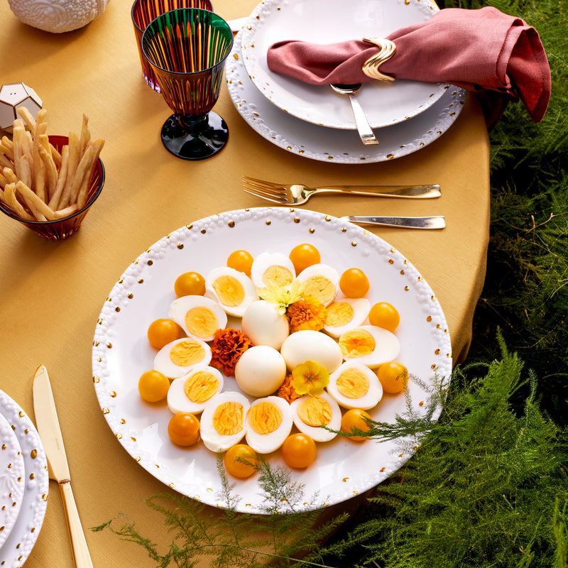 Haas Mojave Dinnerware Set of 3 - White + Gold