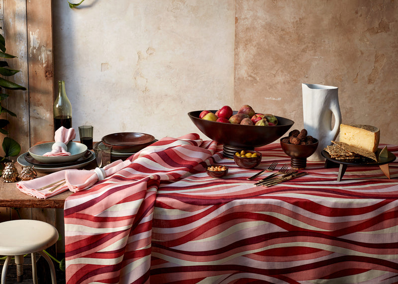 Linen Sateen Landscape Tablecloth - Pink