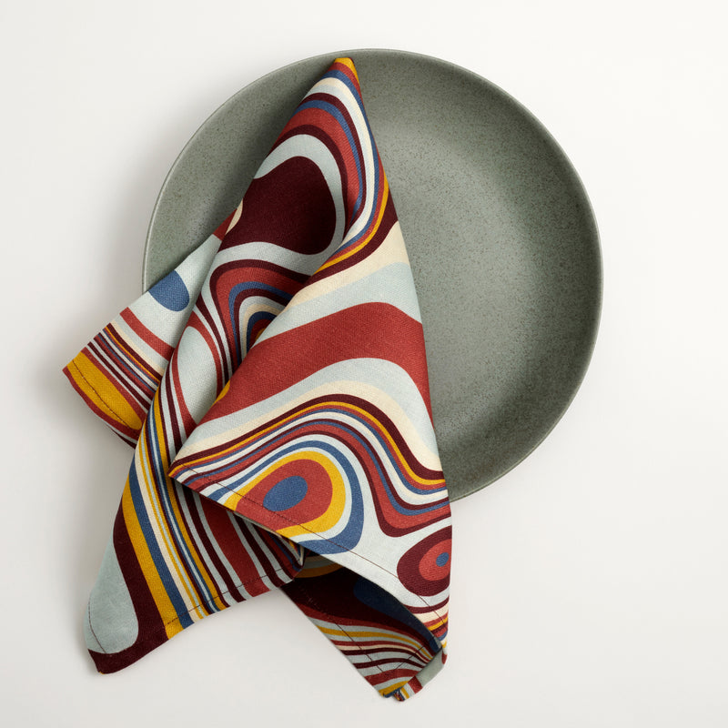Linen Sateen Waves Napkins  - Multi-Color (Set of 4)