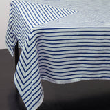 Linen Sateen Concorde Tablecloth - Blue + Light Blue