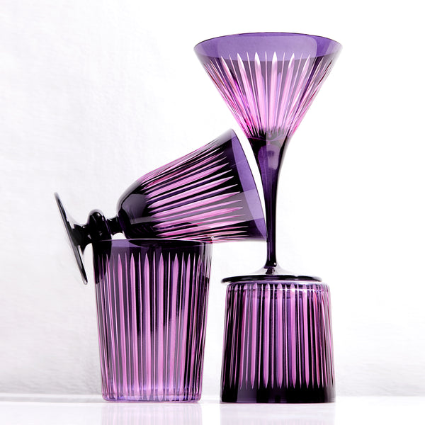 Prism Martini Glasses - Purple( (Set of 4)