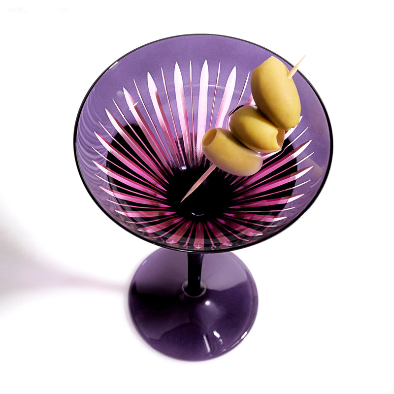 Prism Martini Glasses - Purple( (Set of 4)