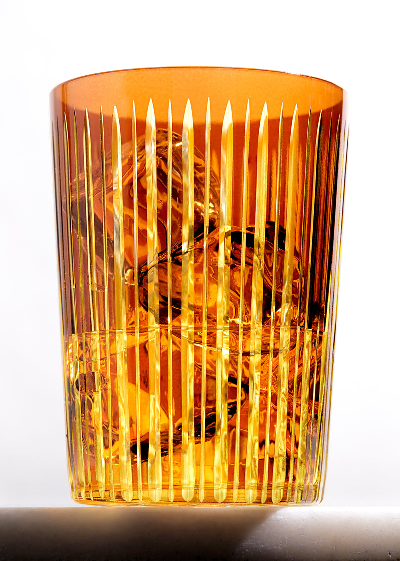 Prism Highball Glasses - Amber (Set of 4)