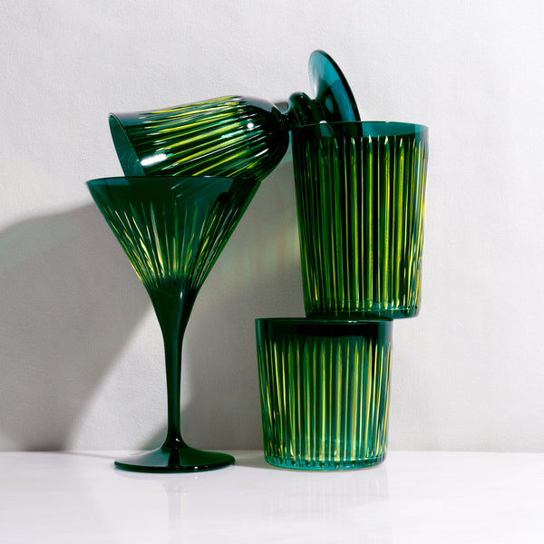 Prism Martini Glasses - Green (Set of 4)