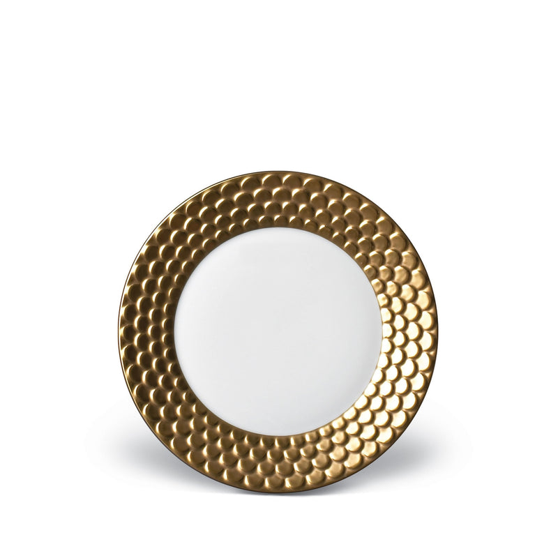 Gold Aegean Bread and Butter Plate - Sculpted Wave Motif Design with a Nod to Greco-Roman Treasures of the Ancient World