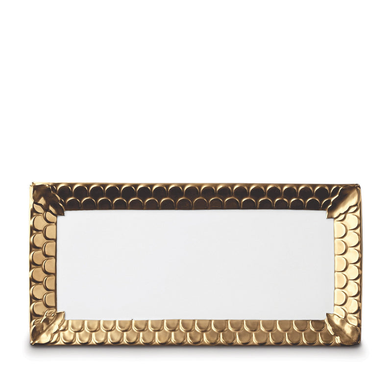 Aegean Rectangular Platter in Gold - Sculpted Wave Motif Design with a Nod to Greco-Roman Treasures of the Ancient World