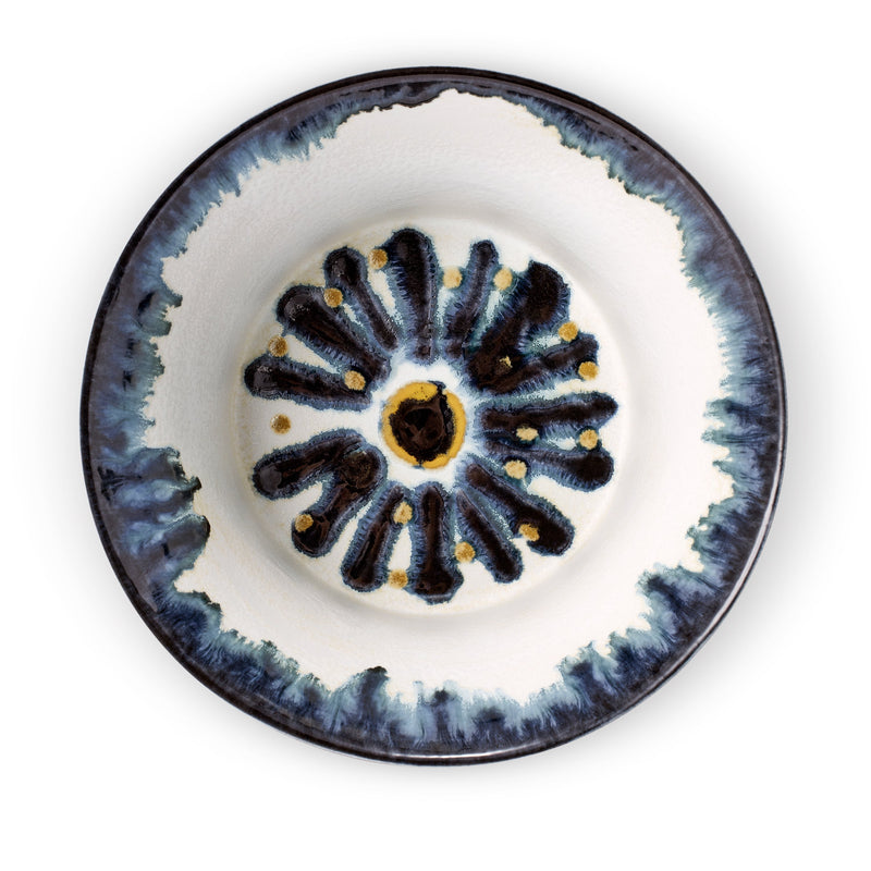 Medium Bohême Bowl in Blue and White - Hand-Painted Porcelain with Reactive Glaze - Versatile and Functional with Vibrant Style