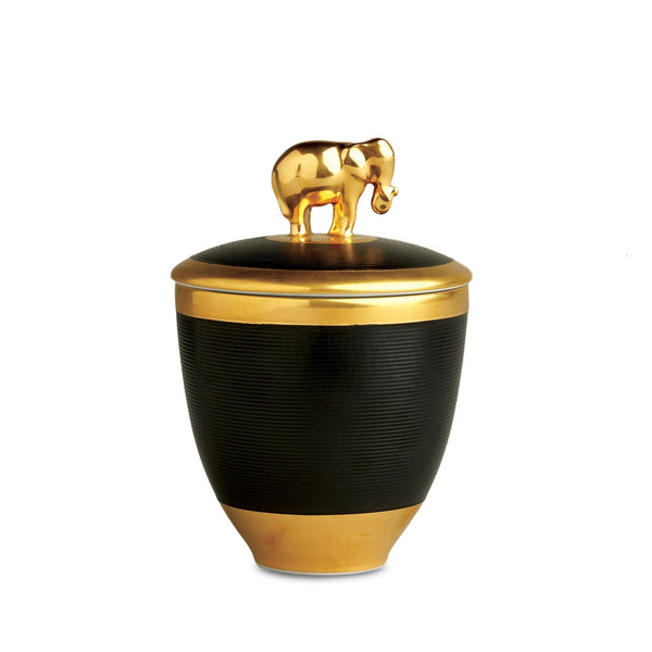 Elephant Noire Candle from L'OBJET - Signature Fragrance - Accented with 24K Gold - Detailed with Subtle Glow and Delicate Features
