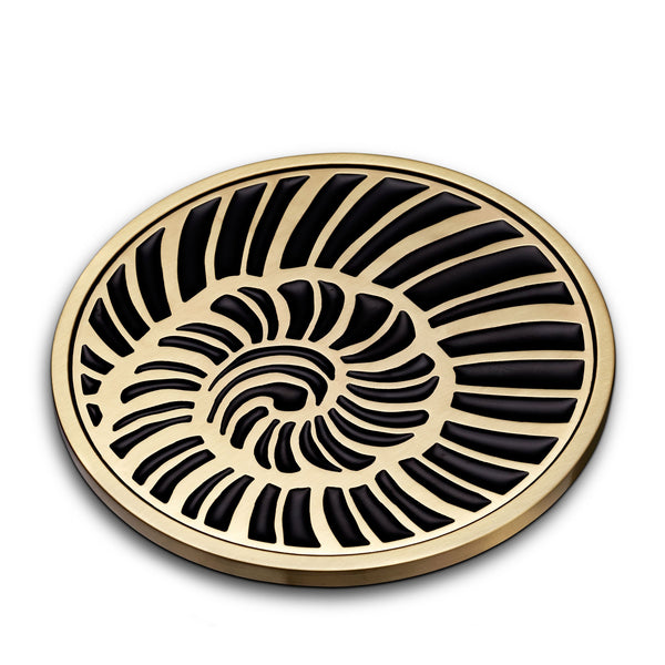 Set of 4 Seashell Coasters - Embellished with Hand-Crafted Antiqued Brass - Complex Detail with Rich Textures & Design