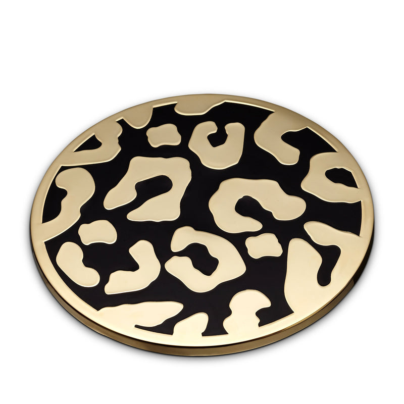 Set of 4 Leopard Coasters - Embellished with Hand-Crafted Antiqued Brass - Complex Detail with Rich Textures & Design