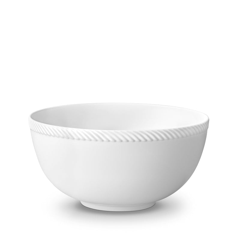 Large Corde Bowl in White - Nod to Old-World Silk Cords - Sculptural and Timeless with Hand-Painted Porcelain - Classic Craftsmanship
