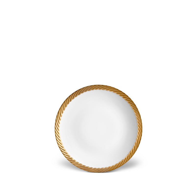 Gold Corde Bread and Butter Plate - Nod to Old-World Silk Cords - Sculptural and Timeless with Hand-Painted Porcelain - Classic Craftsmanship