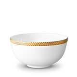 Large Corde Bowl in Gold - Nod to Old-World Silk Cords - Sculptural and Timeless with Hand-Painted Porcelain - Classic Craftsmanship