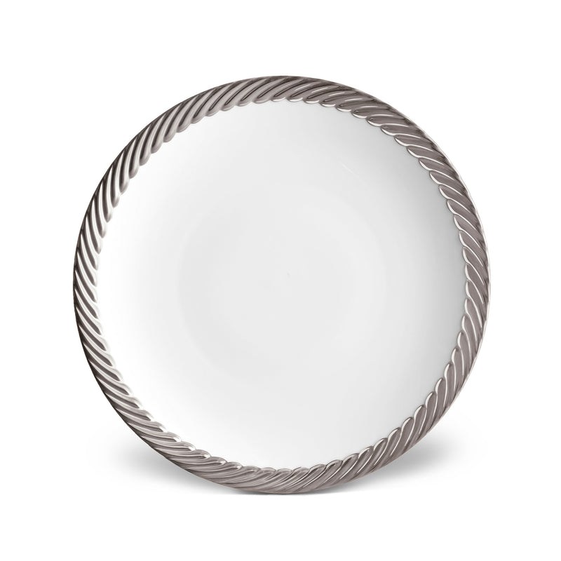 Platinum Corde Dinner Plate - Nod to Old-World Silk Cords - Sculptural and Timeless with Hand-Painted Porcelain - Classic Craftsmanship