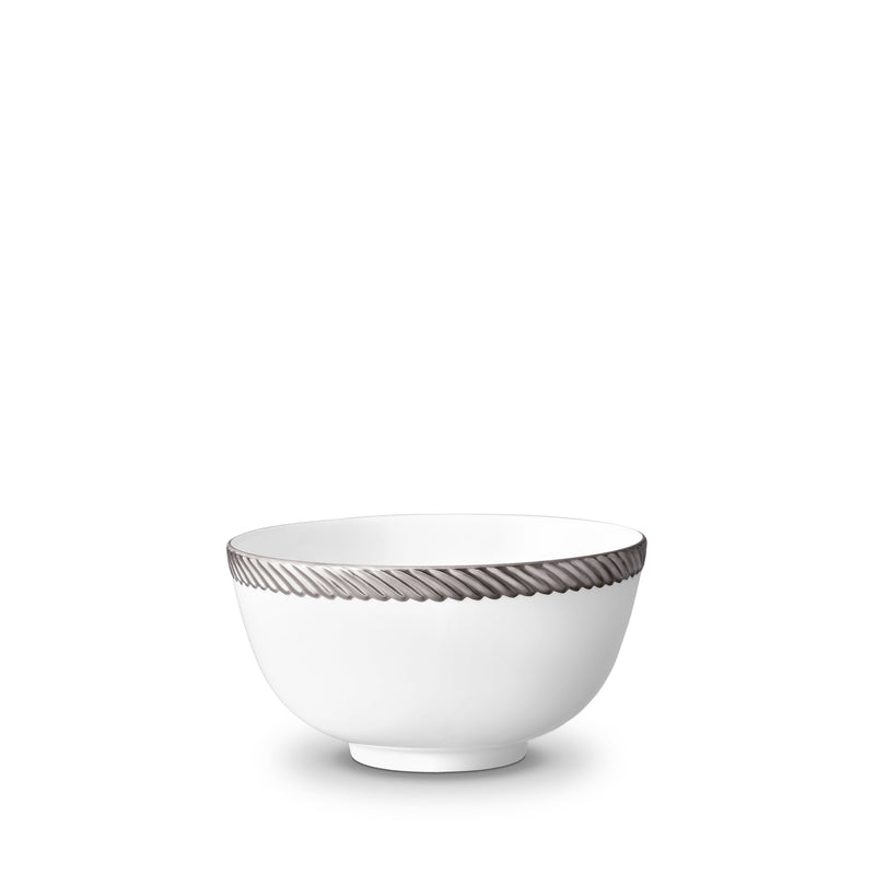 Corde Cereal Bowl in Platinum - Nod to Old-World Silk Cords - Sculptural and Timeless with Hand-Painted Porcelain - Classic Craftsmanship