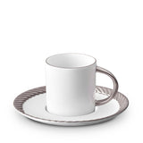 Platinum Corde Espresso Cup and Saucer - Nod to Old-World Silk Cords - Sculptural and Timeless with Hand-Painted Porcelain - Classic Craftsmanship