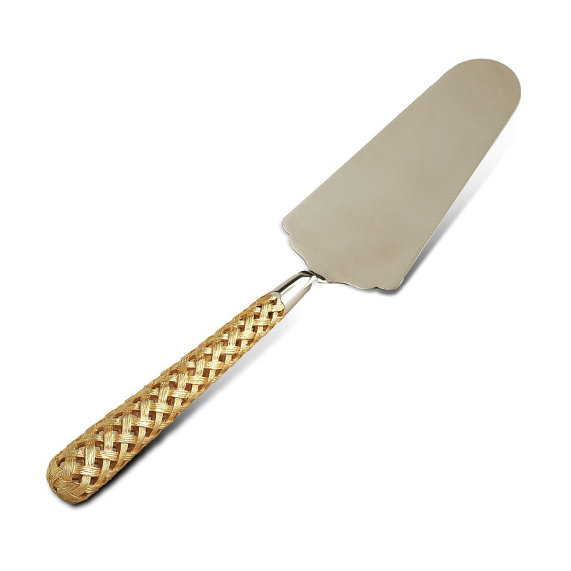 Gold Braid Cake Server - Adorned with Intricate Woven Metals to Create a Braid Aesthetic - Timeless & Refined Collection