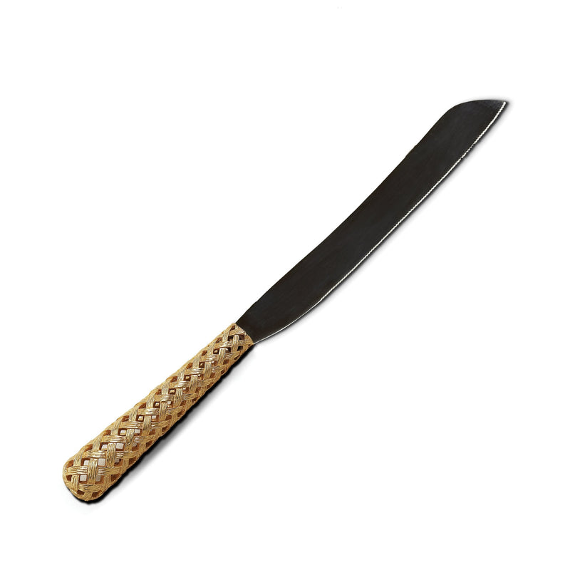 Gold Braid Cake and Bread Knife - Adorned with Intricate Woven Metals to Create a Braid Aesthetic - Timeless & Refined Collection