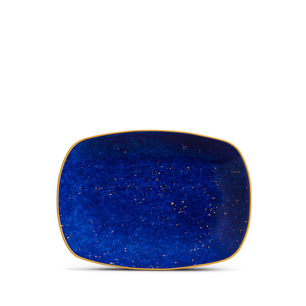 Small Lapis Rectangular Tray in Blue - Rich Azure Hues Pay Homage to Night Sky Above the Mediterranean - Adorned with 24K Gold