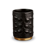 Gold Crocodile Pencil Cup by L'OBJET - Exemplary Workmanship with Hand-Crafted Metals and Limoges Porcelain