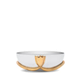 Medium Deco Leaves Bowl - Features Rich Textures and Geometric Designs - Hand-Crafted Piece Adorned with 24K Gold-Plated Accents