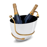 Deco Leaves Champagne Bucket - Features Rich Textures and Geometric Designs - Hand-Crafted Piece Adorned with 24K Gold-Plated Accents