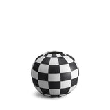 Damier Vase - Small. Black and white checkerboard glaze pattern on an orb-shaped porcelain vase.
