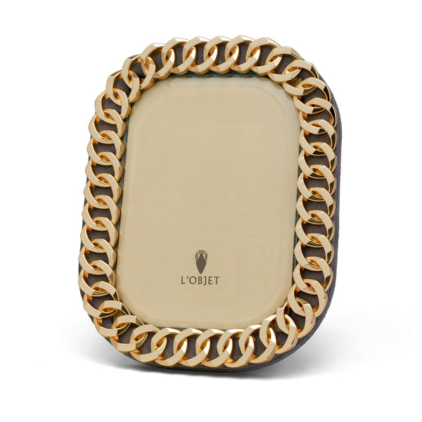 8x10-Inch Cuban Link Gold Frame - Picture Frame Adorned with Gold Chain Link Motif Metal Border