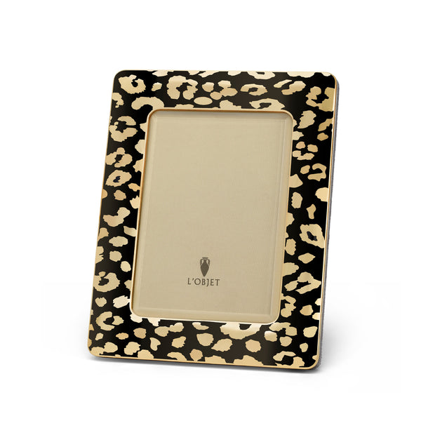 5x7-Inch Leopard frame in Gold - Exotic Leopard Style with Luxurious Details - Gold and Black Picture Frame