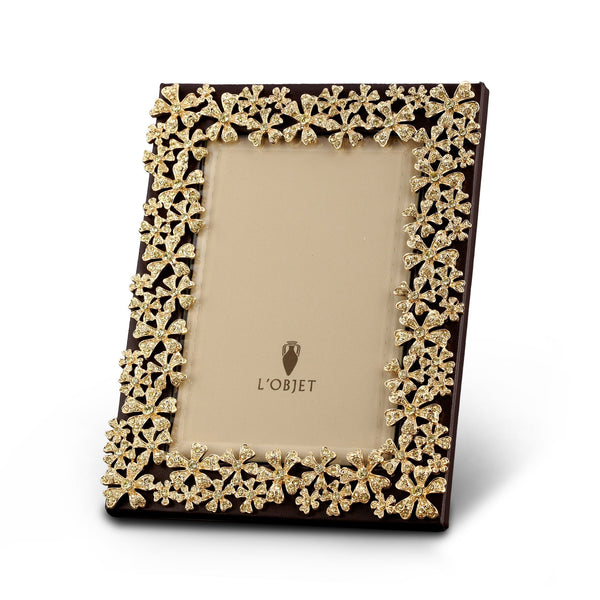 5x7-Inch Garland Frame in Gold and Yellow Crystals - Timeless Piece with Hand-Crafted Details and Exemplary Beauty