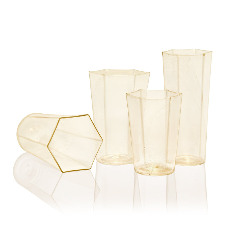 Hex Champagne Glass in Gold by L'OBJET - Hand-Crafted with Intricate Geometric Style - Versatile for Form and Function
