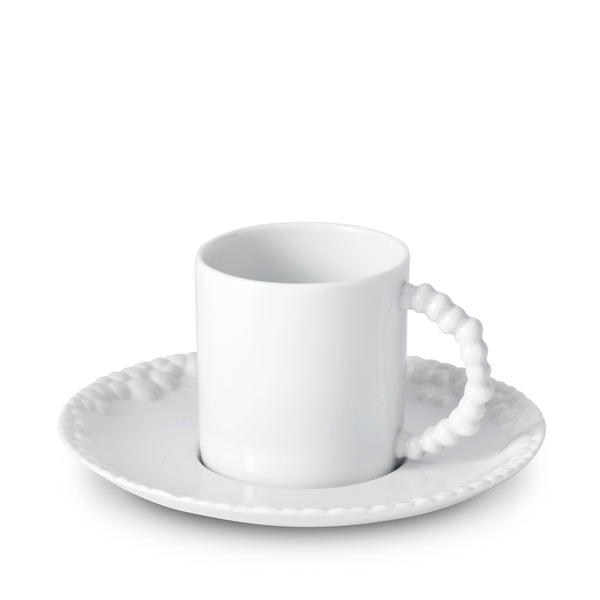 Haas Mojave Espresso Cup and Saucer in White Features Bold Artistry - Reminiscent of Desert Pebbles - Definitive Patterns and Versatile Style