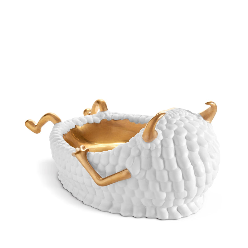 Haas Lazy Susan Catchall in White - Hand-Crafted Creatures Embellished with Cultured Detail & Versatile Aesthetic