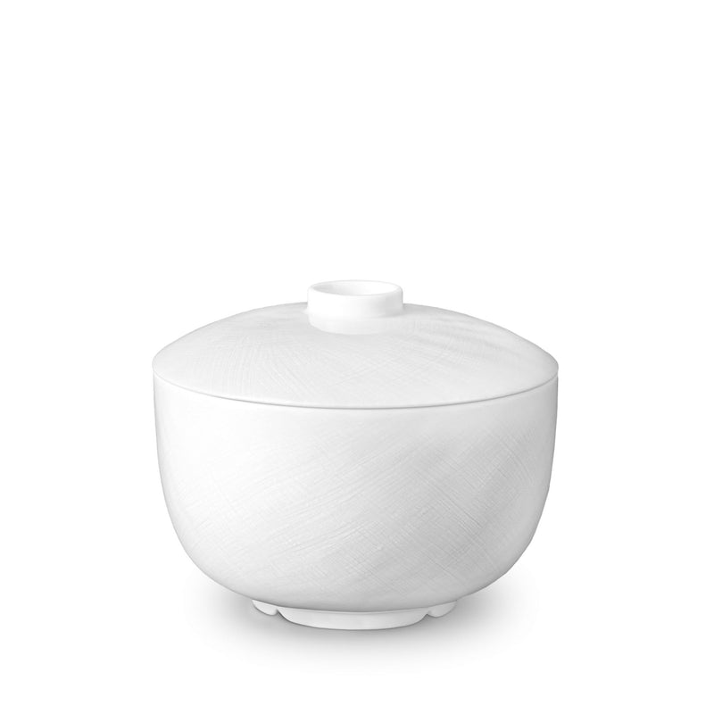Han Rice Bowl with Lid in White - Reminiscent of China's Han Dynasty - Crafted from Limoges Porcelain and Glazed Ceramics