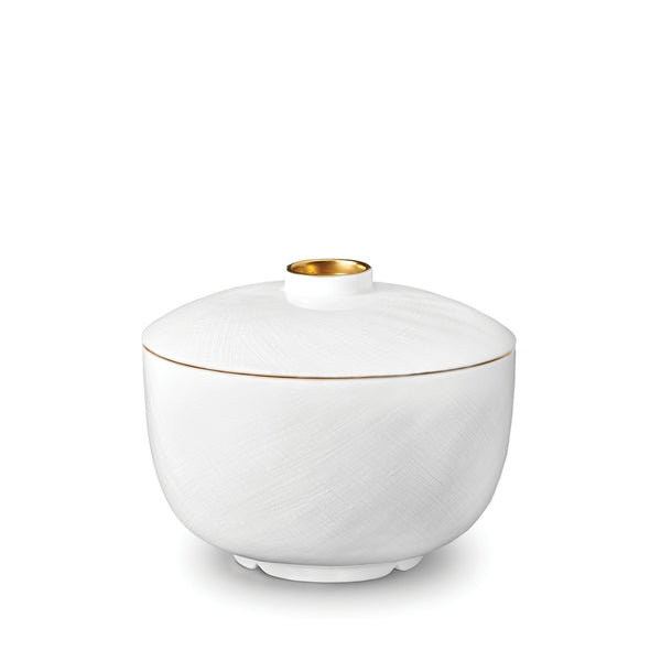 Han Rice Bowl with Lid in Gold - Reminiscent of China's Han Dynasty - Crafted from Limoges Porcelain and Glazed Ceramics