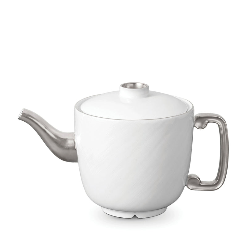 Han Teapot in Platinum - Reminiscent of China's Han Dynasty - Crafted from Limoges Porcelain and Glazed Ceramics
