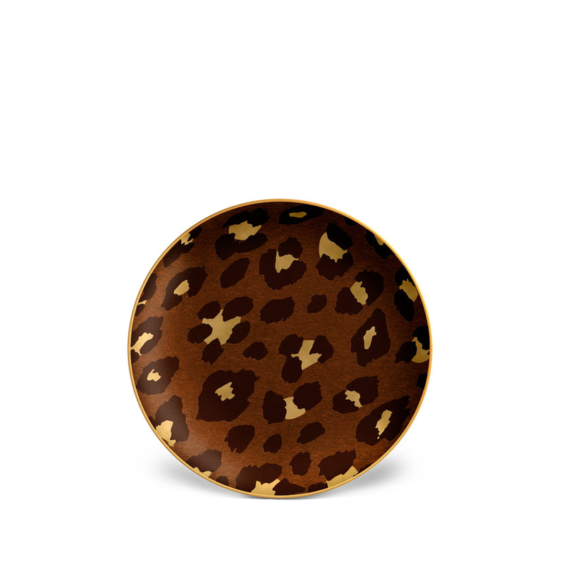 Small Leopard Dish Adorned with 24K Gold Rims - Hand-Crafted Leopard Dish in Ageless Design