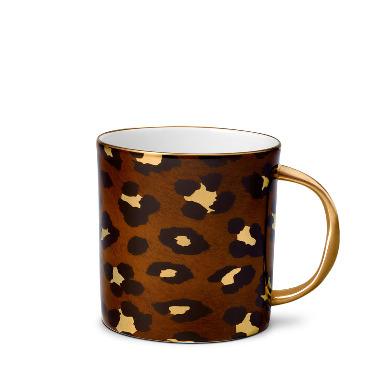 Sophisticated Leopard Mug Adorned with 24K Gold Rims - Hand-Crafted Leopard Mug in Ageless Design