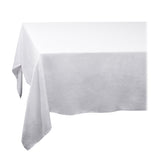 Large White Linen Sateen Tablecloth - Hand-Crafted Linen Woven Textile - Luxurious & Intricate Soft Sateen Tablecloth