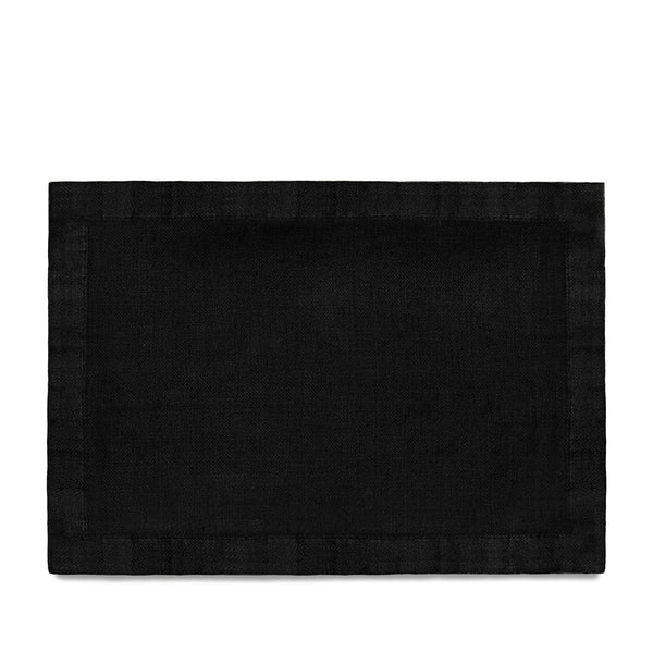 Black Linen Sateen Placemats - Hand-Crafted Linen Woven Textile - Luxurious & Intricate Soft Sateen Placemats