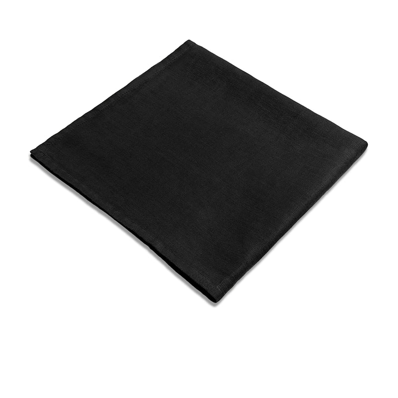 Black Linen Sateen Napkins - Hand-Crafted Linen Woven Textile - Luxurious & Intricate Soft Sateen Napkins